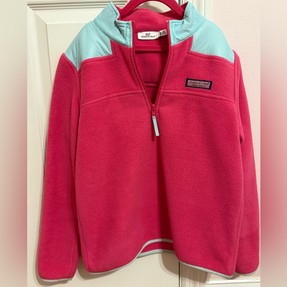 Vineyard Vines pink and turquoise fleece